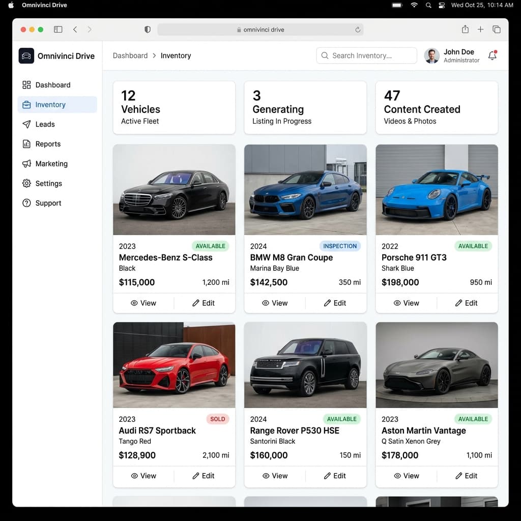 Omnivinci Drive Dashboard — AI car content platform